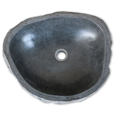 vidaXL håndvask flodsten oval 30-37 cm