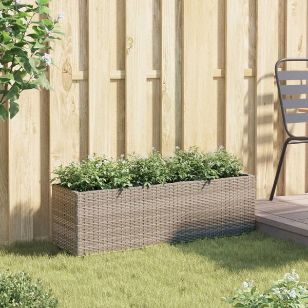 vidaXL plantekasse med 3 krukker 105x30x32 cm polyrattan gr&aring;