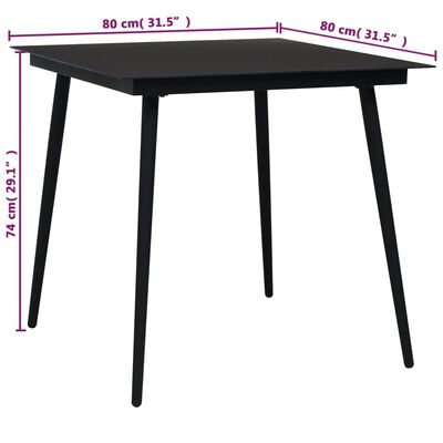 vidaXL udendørs spisebordssæt 5 dele bomuldstov og stål sort