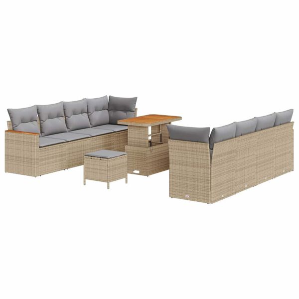 vidaXL Havesofa S&aelig;t med pude 12 pcs Beige polyrattan