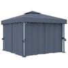 vidaXL pavillon med gardin 3x3 m aluminium antracitgr&aring;