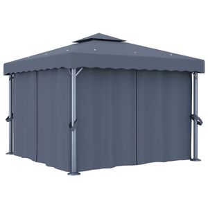 vidaXL pavillon med gardin 3x3 m aluminium antracitgr&aring;