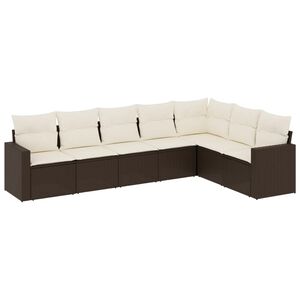 vidaXL sofas&aelig;t til haven 7 dele med hynder polyrattan brun