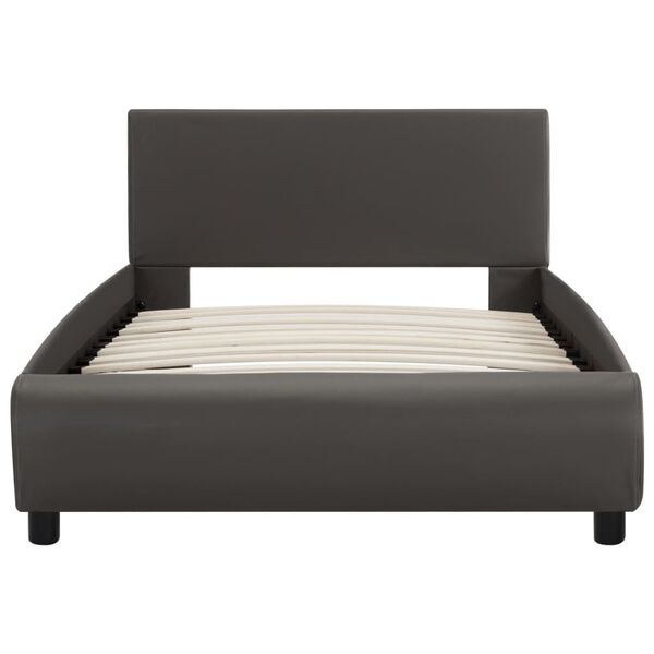 vidaXL sengestel med LED 100x200 cm kunstl&aelig;der gr&aring;