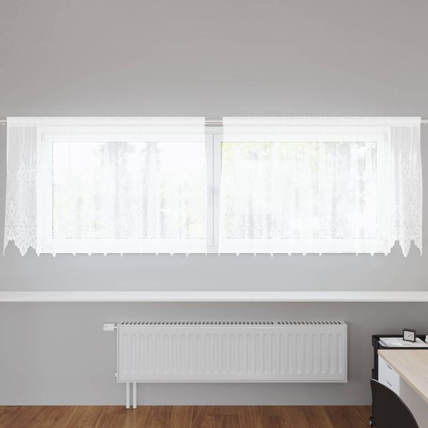 vidaXL Lace Gardin med gardiner Blomstret Hvid 120 x 300 cm Polyester