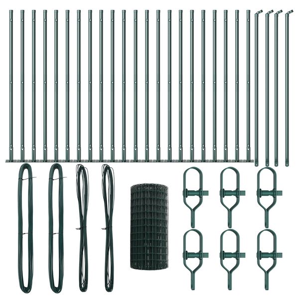 vidaXL Hegn med post Gr&oslash;n 0,4 x 50 m St&aring;l og PVC