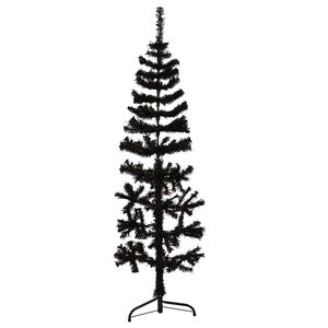 vidaXL kunstigt halvt juletr&aelig; med juletr&aelig;sfod 120 cm smalt sort