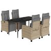 vidaXL spisebordss&aelig;t til haven 5 dele med hynder polyrattan beige