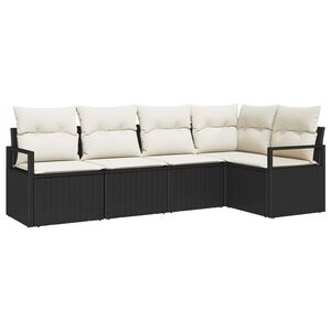 vidaXL Havesofa S&aelig;t med pude 5 pcs Sort og Hvid polyrattan