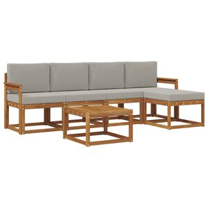 vidaXL Udend&oslash;rs sofagruppe 6 pcs Naturlig og Lys Gr&aring; Massivt Akacietr&aelig;