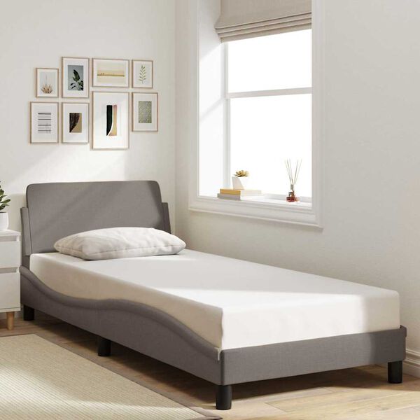 vidaXL sengeramme med sengegavl Dover Taupe 90x190 cm Stof