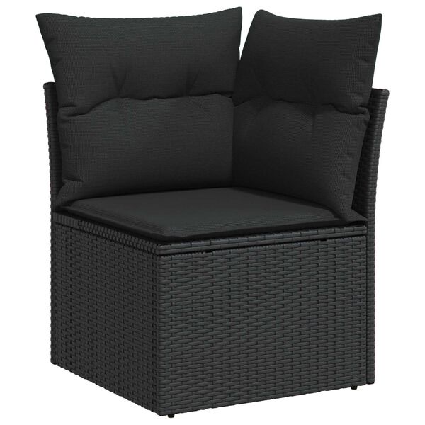 vidaXL Havesofa S&aelig;t med pude 12 pcs Sort Poly rattan