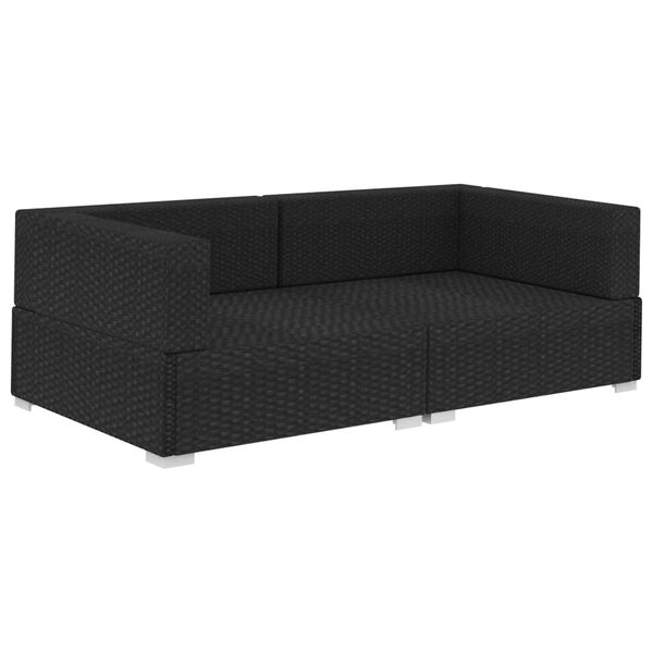 vidaXL hjørnesæde til sofa med hynder 2 stk. polyrattan sort