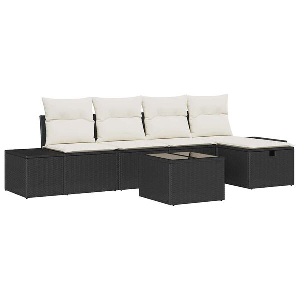 vidaXL Sofa S&aelig;t med pude 6 pcs polyrattan