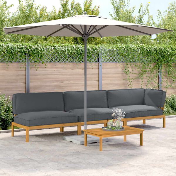 vidaXL Sofa S&aelig;t med pude Ensfarvet 4 pcs Antracit Massivt Akacietr&aelig;