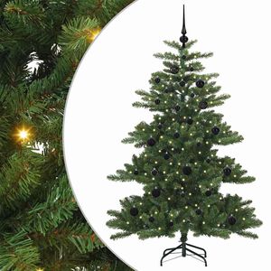 vidaXL Kunstigt Hinged Juletr&aelig; med 150 LED'er Gr&oslash;n 150 cm PVC og St&aring;l
