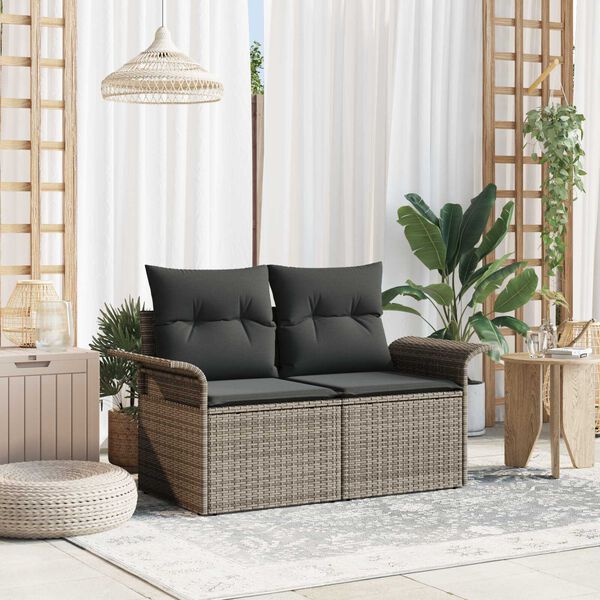 vidaXL Havemøbelsofa med pude Grå 141 x 62 x 69cm polyrattan