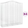 vidaXL buede gabionkurve 4 stk. 200x50x200/220 cm galvaniseret jern