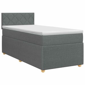 vidaXL Boxmadras med topmadras M&oslash;rkegr&aring; 90 x 190 cm Stof