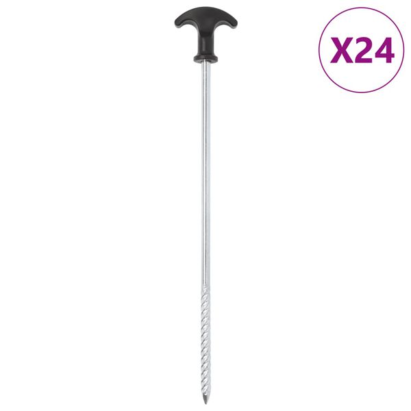 vidaXL teltpl&oslash;kker 24 stk. 30 cm &Oslash;7 mm galvaniseret st&aring;l
