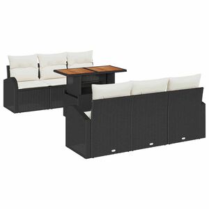 vidaXL Havesofa S&aelig;t med pude 7 pcs Sort og cremefarvet