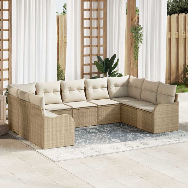 vidaXL Havesofa Sæt 9 pcs Beige polyrattan