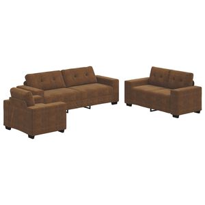 vidaXL Sofa 3 pcs Brun 221 x 80 x 80 cm Linned-blandet stof
