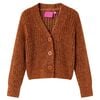 Strikket cardigan til b&oslash;rn str. 104 cognacfarvet