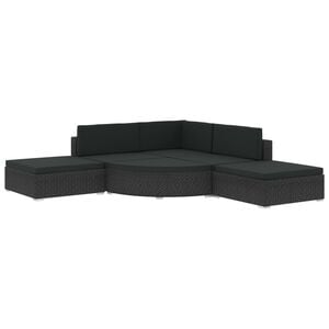 vidaXL havelounges&aelig;t 6 dele med hynder polyrattan sort