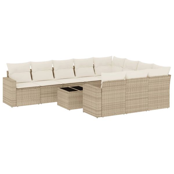 vidaXL sofas&aelig;t til haven 11 dele med hynder polyrattan beige
