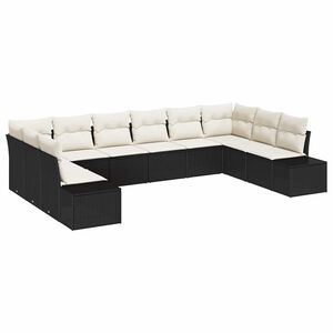 vidaXL Havesofa S&aelig;t 10 stk. 9-Antal s&aelig;der Sort og Cream Polyrattan