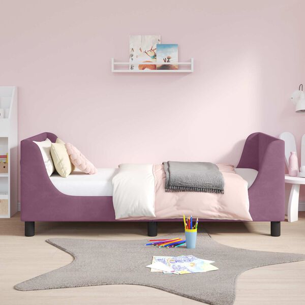 vidaXL B&oslash;rnesengestel med hovedg&aelig;rde Lilla 80 x 160 cm Fl&oslash;jl