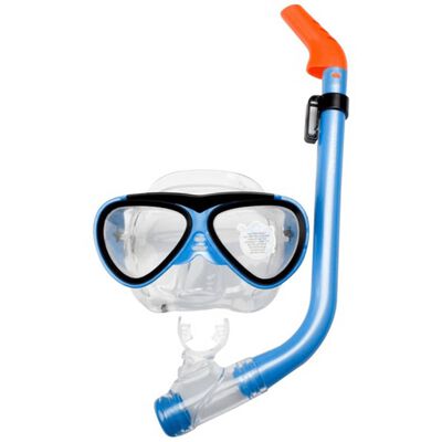 Waimea junior-dykkermaske med snorkel 88DH aquablå/sort