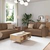 vidaXL Sofa 3 pcs Brun 220 x 80 x 84 cm Linned-blandet stof