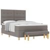 vidaXL Box spring seng med hovedg&aelig;rde Gr&aring;brun 140 x 200 cm Stof