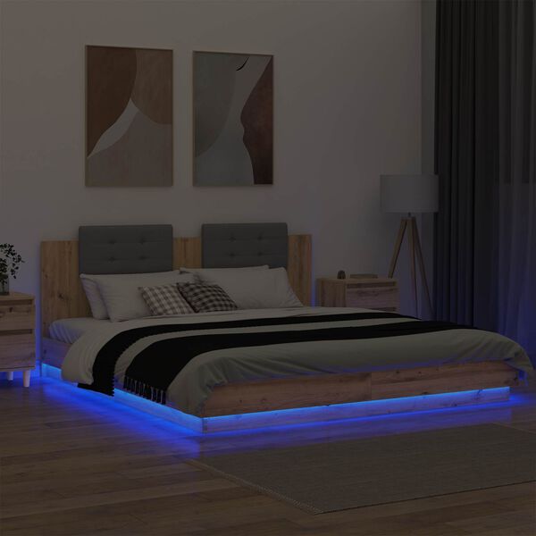 vidaXL Sengestel med hovedg&aelig;rde Artisan Egetr&aelig; 200 x 200 cm