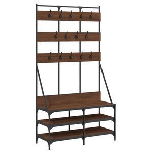 vidaXL t&oslash;jstativ med skoopbevaring 100x40x184 cm brun egetr&aelig;sfarve