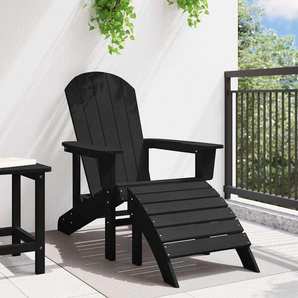 vidaXL Adirondack-stol Sort 82 x 74 x 92 cm HDPE