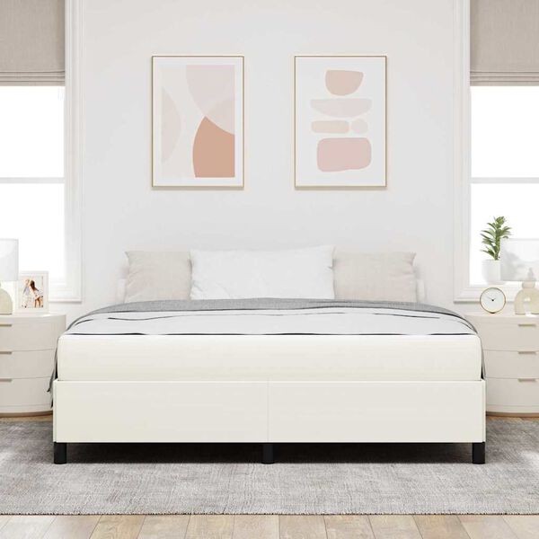 vidaXL Sengestel med madras Creme 180 x 200 cm Stof
