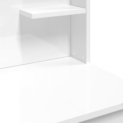 vidaXL makeupbord med LED-lys 96x40x142 cm hvid højglans