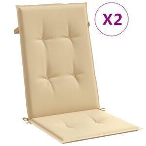 vidaXL stolehynder med h&oslash;j ryg 2 stk. 120x50x4 cm stof beige