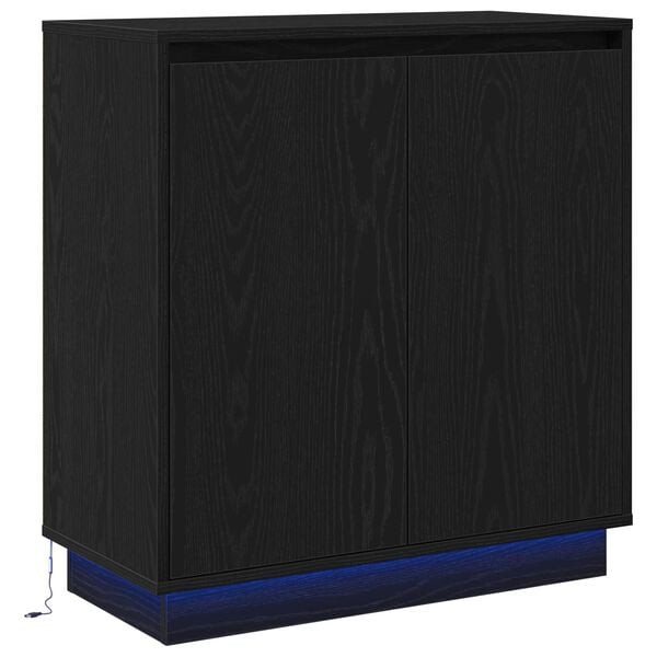 vidaXL Sideboard med hylde Sort eg 71 x 34.5 x 75 cm Konstrueret tr&aelig;