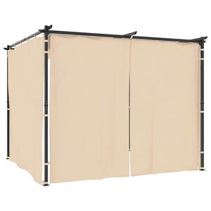 vidaXL pavillon med gardiner 3x3 m st&aring;l cremefarvet