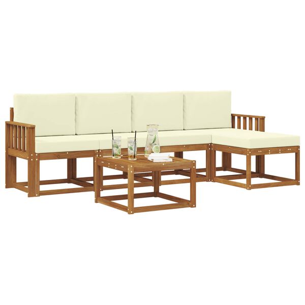 vidaXL Udend&oslash;rs sofagruppe 6 pcs Naturlig og Fl&oslash;de Massivt Akacietr&aelig;