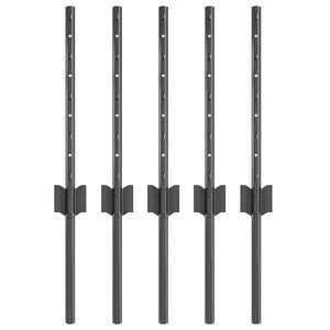 vidaXL Einbetonierter Zaunpfosten 5 stk. Gr&aring; 80 cm Pulverlakeret st&aring;l