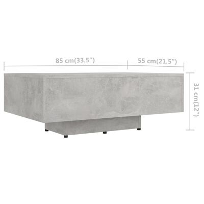 vidaXL sofabord 85x55x31 cm spånplade betongrå