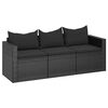 vidaXL 3-personers havesofa med hynder polyrattan sort