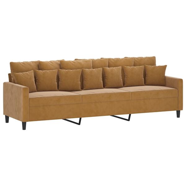 vidaXL 3-personers sofa med fodskammel 210 cm velour brun