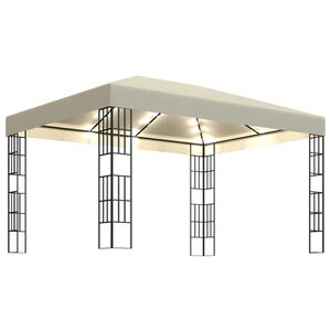 vidaXL pavillon med LED-lysk&aelig;der 3x4 m cremefarvet
