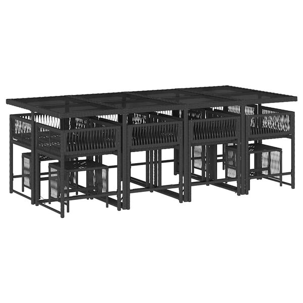 vidaXL spisebordss&aelig;t til haven 13 dele med hynder polyrattan sort